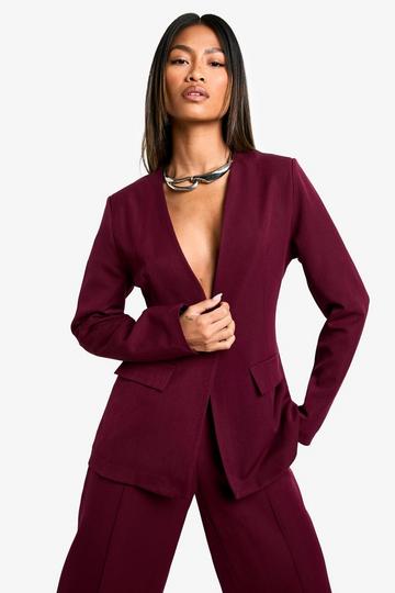 Plunge Tailored Blazer plum