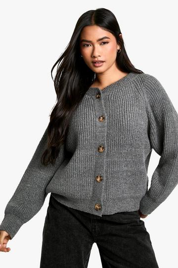 Soft Rib Knit Bomber Cardigan charcoal