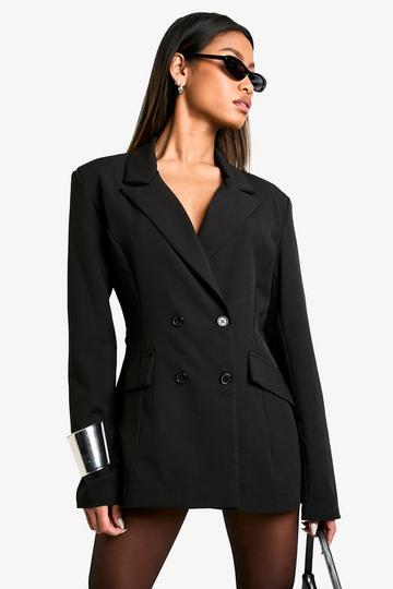 Woven Fitted Open Back Tailored Blazer black