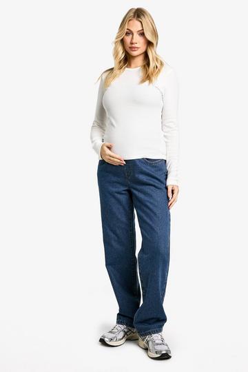 Maternity Over The Bump Mom Jeans mid wash