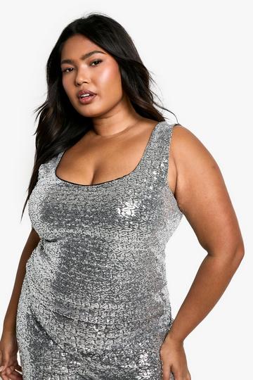 Plus Sequin Tank Top silver