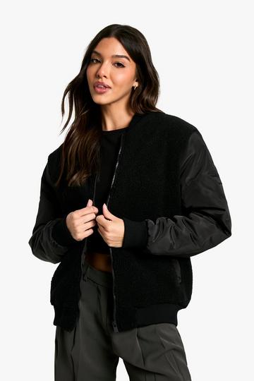 Teddy Bomber Jacket black