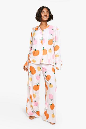 Tall Pumpkin Print Pyjama Set orange