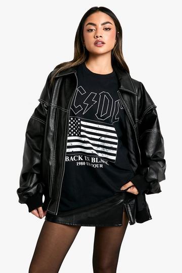 ACDC LICENSE PRINTED OVERSIZED GRAPHIC BAND TSHIRT black