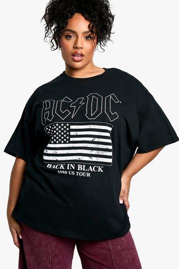 PLUS ACDC LICENSE PRINTED OVERSIZED GRAPHIC BAND TSHIRT black