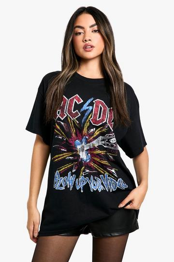 ACDC LICENSE PRINTED OVERSIZED GRAPHIC BAND TSHIRT black