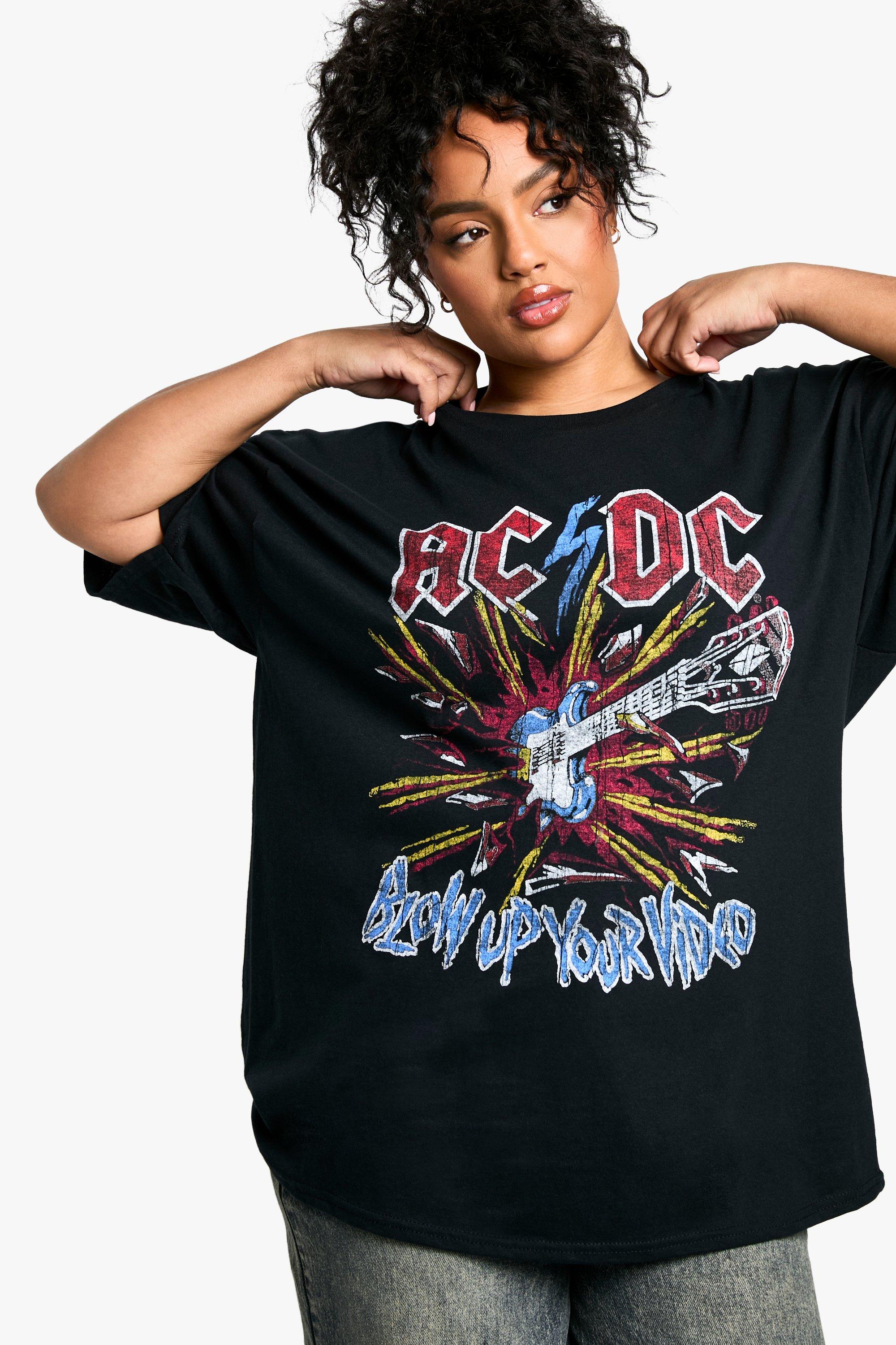 Plus Oversize T Shirt mit lizenziertem ACDC Print