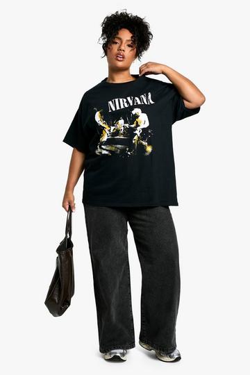 Plus Oversized Gelicenseerd Nirvana Print T-Shirt Met Print black