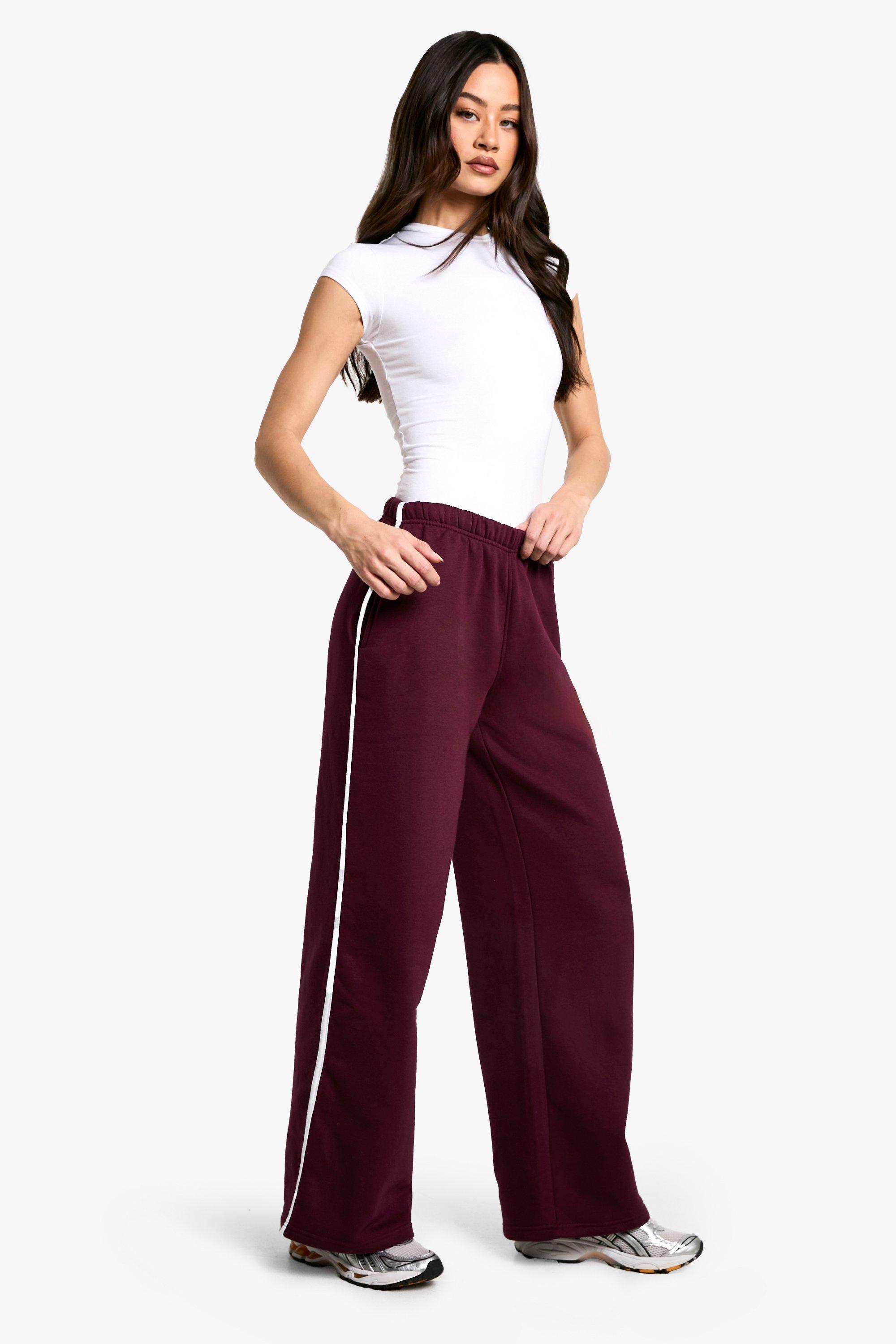 Wide leg joggers with side stripe top