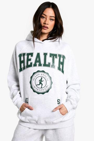 Tall Oversized Health Hoodie Met Print grey