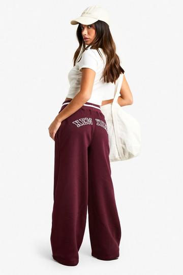 Petite New York Wide Leg Jogger burgundy