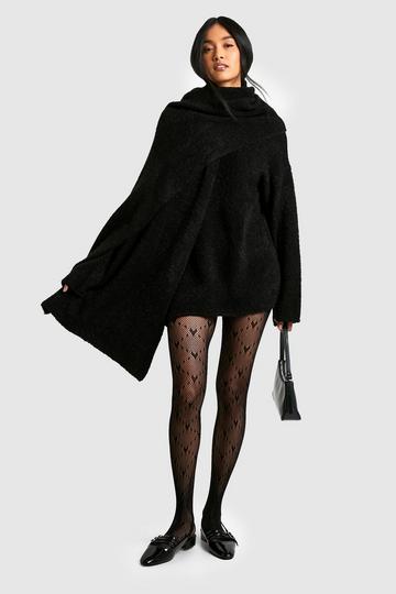 Heart Pattern Tights black