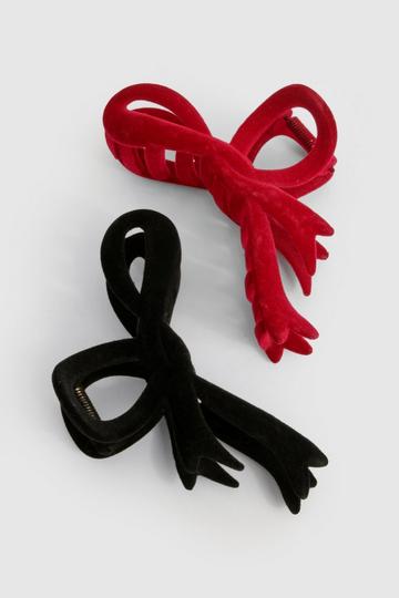 2 Pack Velvet Bow Hair Clips multi