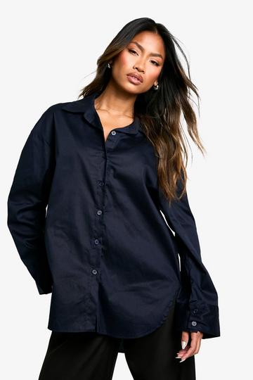 Navy DIP HEM OVERSIZED SHIRT