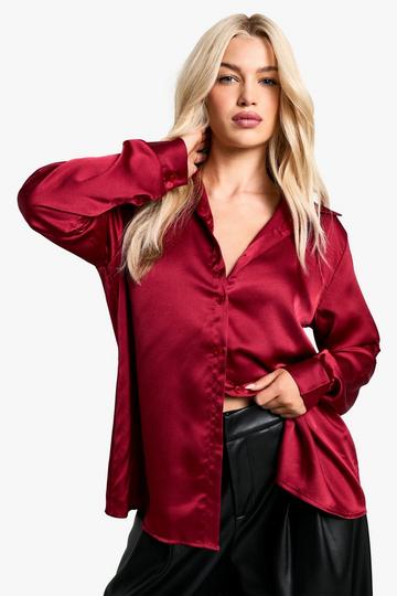 SATIN SHIRT burgundy