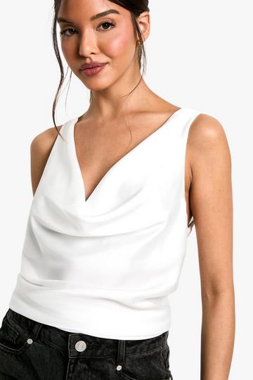 COWL NECK SATIN CAMI ivory