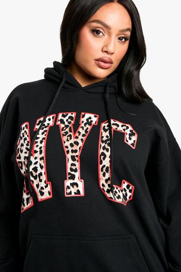 PLUS LEOPARD NYC OVERSIZED HOODIE black