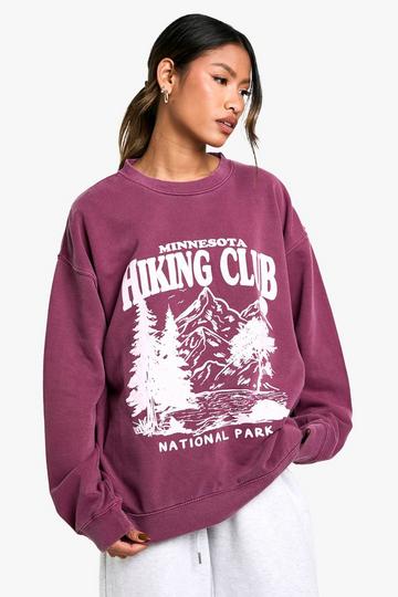 Oversized Minnesota Wandelclub Trui Met Tekst burgundy