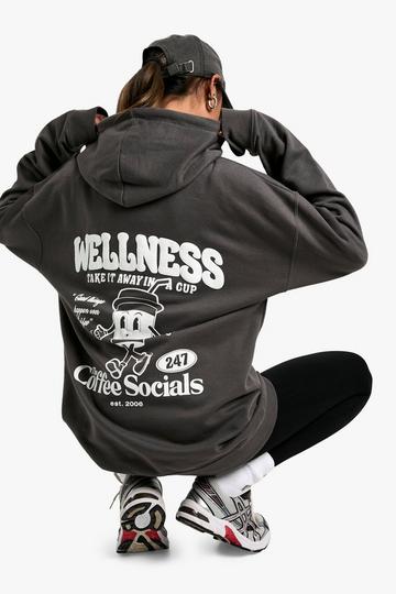 Puff Print Wellness Coffee Oversized Hoodie charcoal