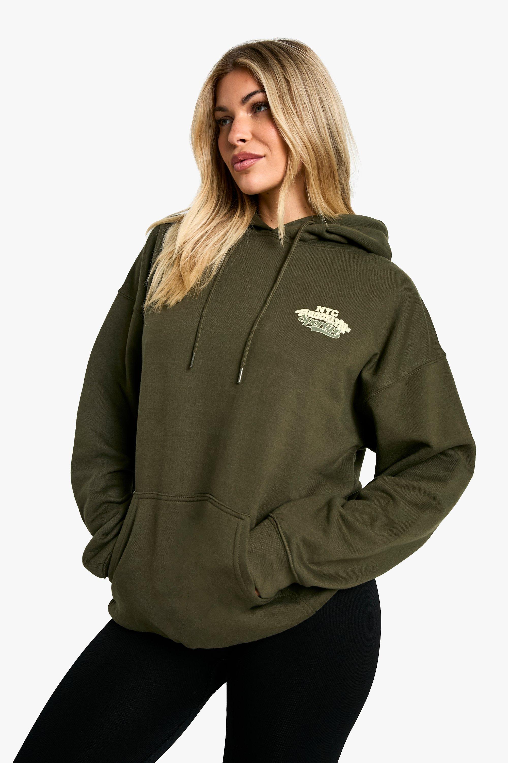 Overdye Brooklyn Sportive Slogan Oversized Hoodie boohoo UK