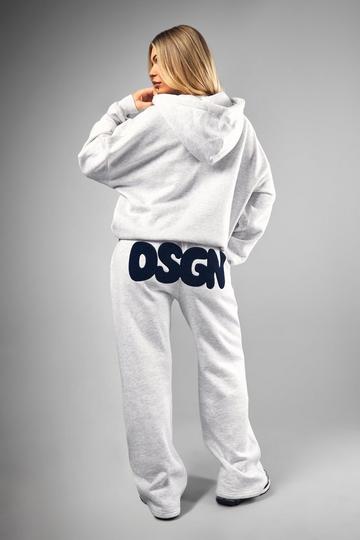 Dsgn Towelling Applique Straight Leg Jogger ash grey