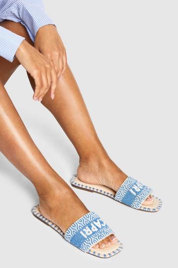 Capri Beaded Sliders blue