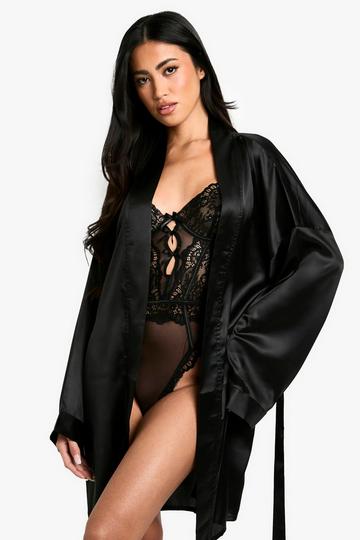 Valentines Satin Robe black