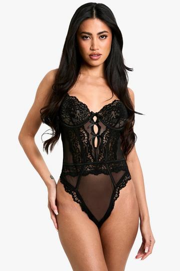 Bodysuit Met Uitsnijding, Dubbele Rug Strik black