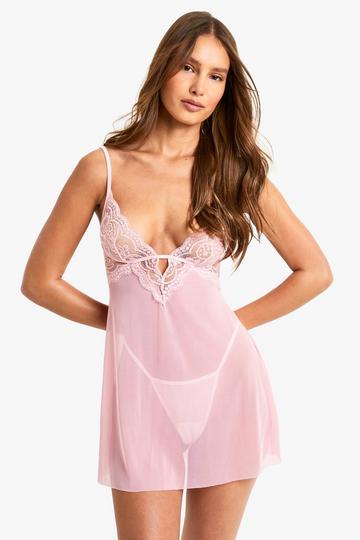 Kanten Babydoll Met Buste pink