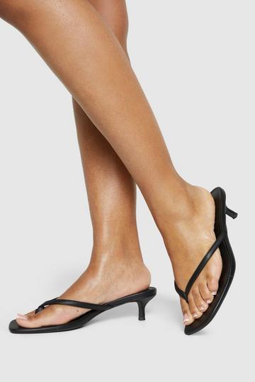 Wide Fit Low Toe Post Heeled Mules black