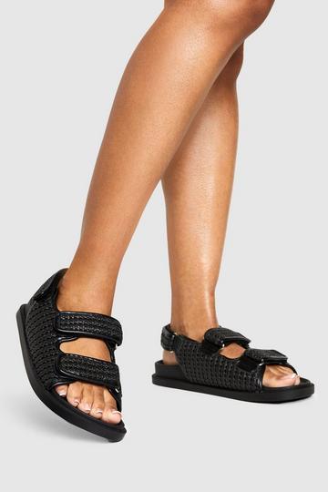 Black Chunky Double Strap Dad Sandal