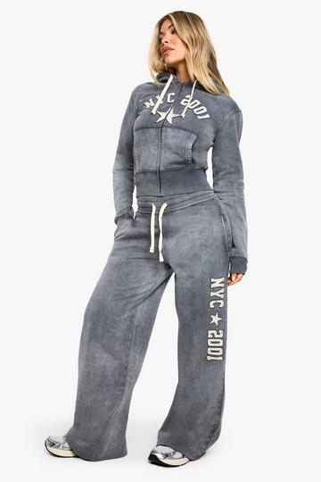 Nyc Star 2001 Applique Zip Through Shrunken Tracksuit charcoal