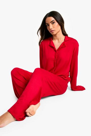 Petite Long Sleeve Pyjama Set red