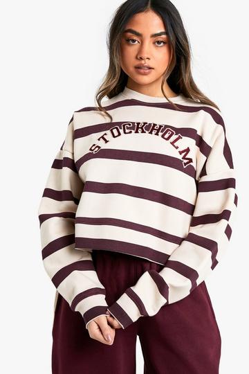 Stockholm Striped Cropped Sweatshirt cream