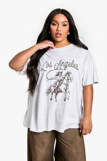 Plus Cowgirl Oversized T-shirt grey marl