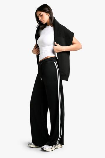 Double Striped Tricot Straight Leg Jogger black