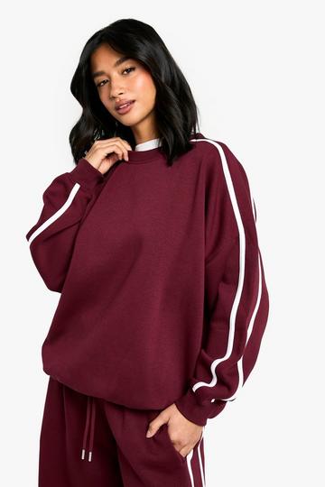 Burgundy Red Petite Side Stripe Sweatshirt