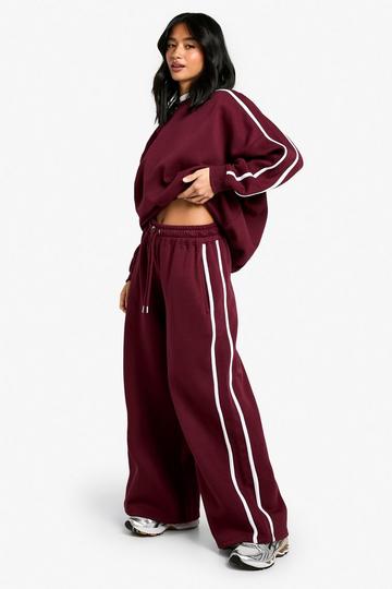 Petite Side Stripe Wide Leg Jogger burgundy