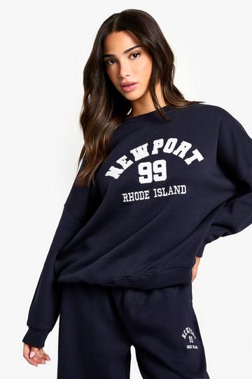 Petite Newport Applique Oversized Sweatshirt navy