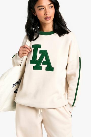 Petite LA Side Stripe Sweatshirt ecru