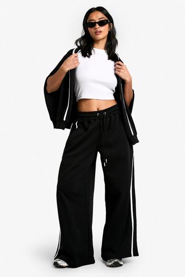 Petite Side Stripe Wide Leg Jogger black