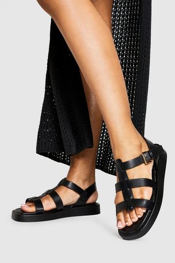 Brede Dikke Vissers Sandalen black