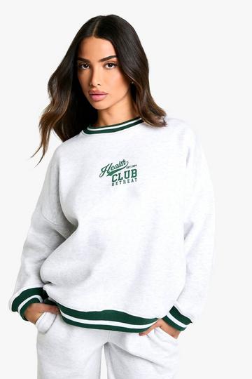 Petite Contrast Rib Embroidered Sweatshirt grey