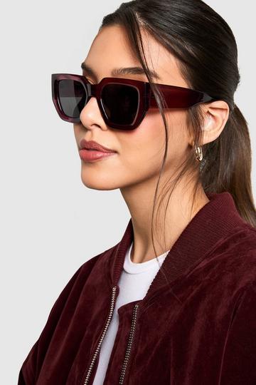 Chunky Square Frame Sunglasses burgundy