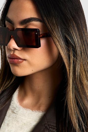 Tortoiseshell Frame Square Sunglasses brown