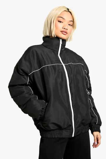 Contrast Detail Bomber Jacket black