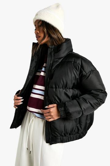 Funnel Neck Puffer Jacket black