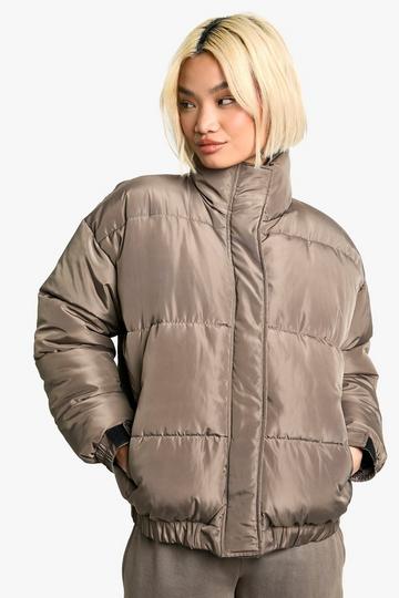 Funnel Neck Puffer Jacket mushroom