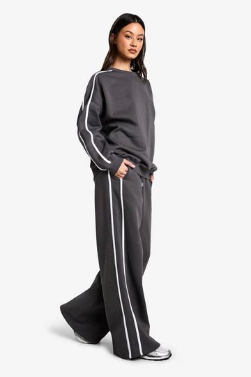 Tall Side Stripe Wide Leg Joggers charcoal