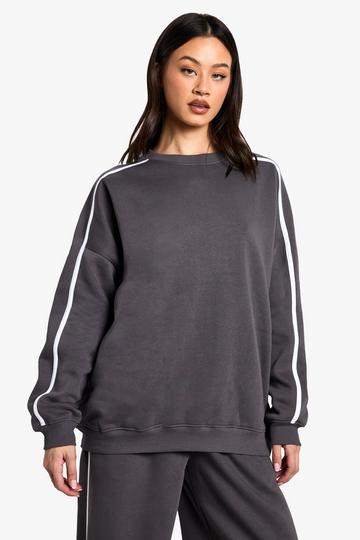 Tall Side Stripe Oversized Sweatshirt charcoal